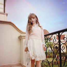 Skirts Princess Sweet Lolita Skirt BOBON21 Flower Embroidery Temperament Chiffon A-line Girl Lace Trim B1399