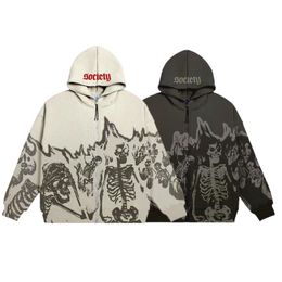 Autumn and Winter New Jackets Cashmere Skeleton Man Long-sleeved Skeleton Head Coat Couple Zipper Hoodie