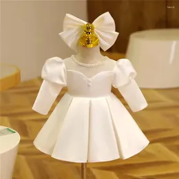 Girl Dresses Gardenwed Puffy Flower Bow Cute Little Dress Satin Princess Baby First Communion