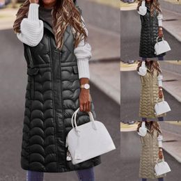 Women's Vests Quilted Riding Jacket Autumn And Winter Down Cotton Vest Womens Knee Length Loose Large Size Outer Wear