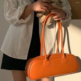 Evening Bags High Quality Leather French Shoulder Bag Women PU Fashion Handbag Solid Designer Armpit Puses Large Capacity Ladies Bowling
