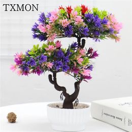 Christmas Decorations Artificial Flower Plants Potted Ornament Welcome Pine Bonsai Desktop Fake Ootted Pants Decoration Plastic Flowers 231215