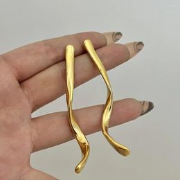 Dangle Earrings Freetry Fashion Curved Twisted Metal Strip For Women Elegant Gold Plated Copper Long Party Jewellery