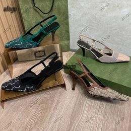 Elbise ayakkabıları slingback yüksek topuklular dantel sığ kesilmiş ayakkabılar sandaletler orta topuk siyah örgü kristaller pırıl pırıl pırıl ayakkabılar yüksek topuk kauçuk deri ayak bileği terlik