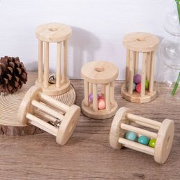 Spinning Top Montessori Ball Cylinder Rolling Drum - Wooden Rattle Rolling Toy - Crawling Toy for Babies 6-12 Months 231214