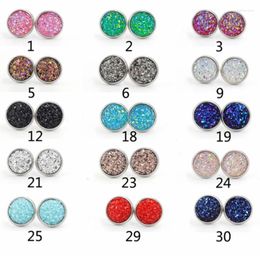 Stud Earrings 50Paris/Lot 12mm Stainless Steel Shiny Drusy Jewelry Handmade Druzy Sparkly Dome Seals Cabochon