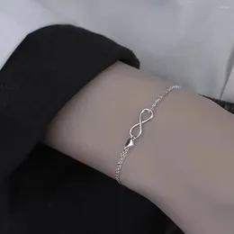 Link Bracelets Korean Style Alloy Bracelet For Women Endless Love Gold Color Steel Chain Men Girls Jewelry Gifts Wholesale 2023