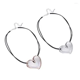 Choker Elegant Double Layer Heart Necklace Charm Pendant Short Alloy Material Gift For Women Dropship