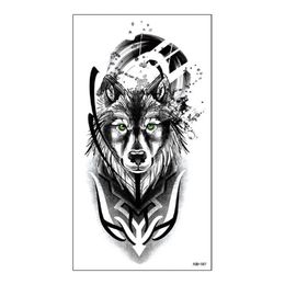 Makeup full arm New tattoo sticker with half wolf head skull color waterproof and environmentally friendly set
