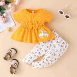 Clothing Sets 6-36 Months Short Sleeve Blouse and Floral Long Pant Outfit Toddler Infant Clothing Set Kids Wear Ootd For Newborn Baby