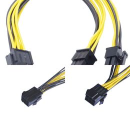 New Laptop Adapters Chargers PCIe PCI-E 6Pin to Dual ATX 6P Male Power Cable Splitter Cable Graphics Video Card Adapter Cord 18AWG 22cm for Miner BTC