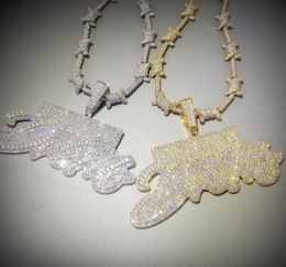 Bling Iced Out Letters DREAM RICH Pendant Necklace 2 Colours Luxury AAA Zircon Rapper Hip Hop Jewellery 2010149240542