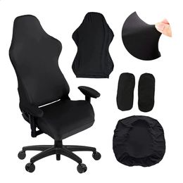 Chair Covers 4pcs Gaming Chair Covers With Armrest Spandex Splicover Office Seat Cover For Computer Armchair Protector Cadeira Gamer 231214