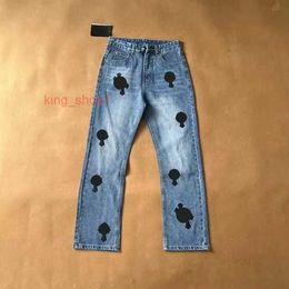 chromes pants Men's Designer jeans Mens Jeans Chromes Heart Long fashion Pants Jogger Denim Printed Clothing Hop Krolls love Pant men jeans hearts 8 FETA