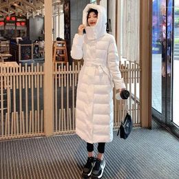 Women's Trench Coats Women Cotton-padded Hooded Mid-length Slim-fitting Over-the-knee Bread Coat Niche Plus Velvet And Thickened Soft Style