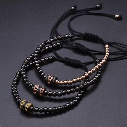 Cool Summer Zircon Bracelet Bangle Strands Bracelets for Women Gold Caps Micro Pave CZ beads ed macrame Valentine Gift229U