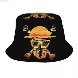 Scarves Straw Hat Crew Monkey D Luffy Bucket Hat Women Men Unisex Fashion One Pieces Pirates Skull Summer Fisherman CapL231212