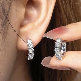 Hoop Earrings Charm Moissanite Diamond Earring Real 925 Sterling Silver Jewelry Party Wedding For Women Engagement Bijou