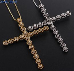 MHSSUN Big Cross Fashion Chain Necklace Mosaic Zircon Pendants Necklace Luxury WomenGirls CZ Jewelry Gold Silver Color9170846