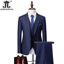 Men's Suits Blazers Blazer Vest Pants high end Luxury Brand Boutique Formal Business Suit Plaid Mens Wedding Dress Set Prom Banquet Tuxedo 231215
