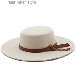 Wide Brim Hats Bucket Hats Cream Flat Top 10cm Wide Brim Fedora Hats Men Gentleman Boater Hat Fashion Party Wedding Hats for Women Elegant Church Chapeu YQ231215