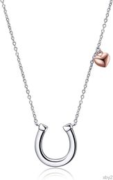 Pendant Necklaces POPLYKE Horseshoe Necklace Women's Pure Silver Horse Jewellery Gift for Girls Metal Synthetic Opal