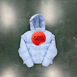 50 off~ Men's Down Parkas Trapstar High End Outdoor Hooded Light Blue Cotton Coat Winter American Fashion Brand Thickened and Warm New trend