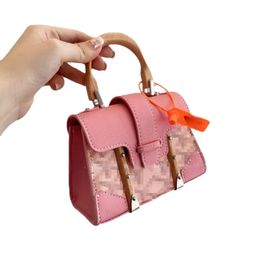Brand Mini Saigon Bags Black Pink Wooden Handle Women's Bag Small Square Bag