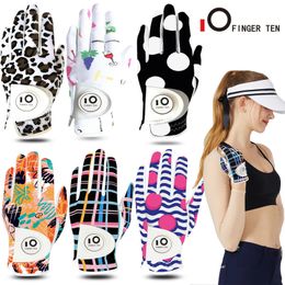 Sports Gloves All Weather Golf Women Leather Wear on Left Right Hand Ladies Glove with Ball Marker Accessories Drop 231215