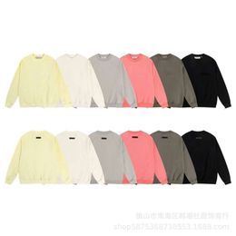 2024 Autumn/Winter New FOG Silicone Flocking Double Thread ESSENTIALS Round Neck Plush Sweater Couple Long Sleeve