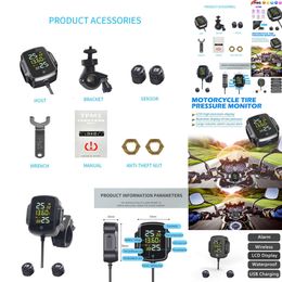 her Car Electronics Motorcycle TPMS Tire Pressure Monitoring System Tyre Temperature Alarm System With 2 External Sensors QC 3.0 USB Charger Power