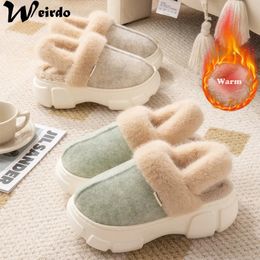 Slippers Winter WomenS Warm Plush Thick Platform Women Indoor Outdoor Mules Clogs Cotton Shoes Flip Flops 231215