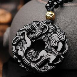 Pendants Obsidian Animal Pendant Beads Necklace Charm Jewellery Fashion Accessories Hand-Carved Man Amulet Gifts