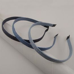 10PCS 10mm Denim blue Fabric Covered Metal Headbands Hem edges Plain bands for DIY Jewellery Hair hoops281n