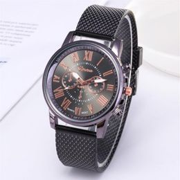 Whole cwp SHSHD Brand Geneva Mens Watch Contracted Double Layer Quartz Watches Plastic Mesh Belt Wristwatches312n