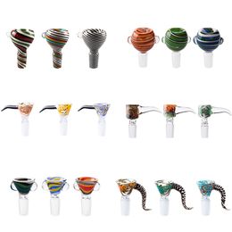 Paladin886 Smoking Pipe Glass Bongs Bowls Big Handle Sticker 14mm Male Female Heady Color Dab Rig Bubbler Pipes Glass Bowl