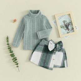 Clothing Sets Baby Girls Clothes Set Autumn Fashion Long Sleeve Soft Sweater And Plaid Skirt Kids Children Outfits