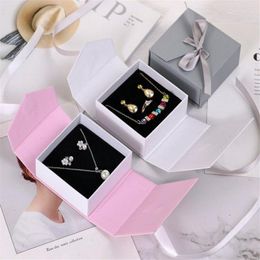 Ribbon Jewellery gift box general gift wrap boxes ring necklace earring box Valentine's day present supplies287Q