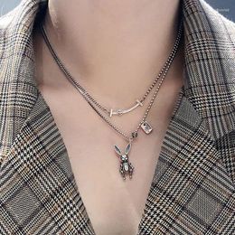 Pendants MEETSOFT 925 Sterling Silver Retro Square Letters Chokers Necklace Bracelet For Women Cute Fine Jewellery Set Drop