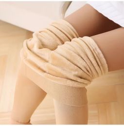 Women's Leggings Winter Thermal Pantyhose Women Thicken Stockings Fake Translucent Pantyhose Fleece Lined Tights High Waist Elastic Wool Socks 231215