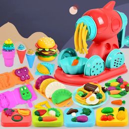 Kitchens Play Food Children Plasticine Mould Tool Production Toys Kids Colour Clay Noodle Machine Ice Cream DIY Simulation House Toy Set 231215