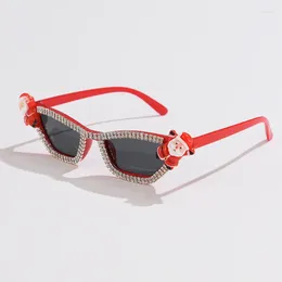 Sunglasses Fashion Christmas Style Personality Party Santa Claus Cat Eyes Handmade Diamond Sun Glasses Female