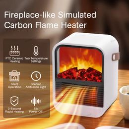 Electric Heaters Fireplace Electric Heater Warm Blower Fan Portable Desktop Household Home Heating Stove Radiator Flame Warmer Machine 231214