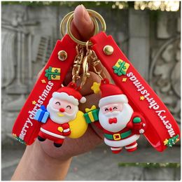 Party Favor Party Favor New Christmas Series Soft Rubber Keychain Cartoon Santa Claus Key Chain Bag Pendant Drop Delivery Home Garden Dhprb