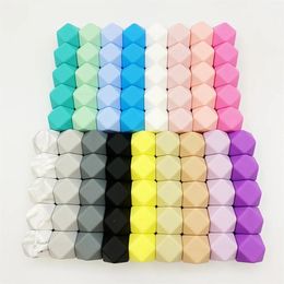 Teethers Toys 50pcs 17mm Hexagon Silicone Beads Polygon Baby Teething Beads Food Grade Babi Silicon Dentition For Necklace Making DIY toys 231215