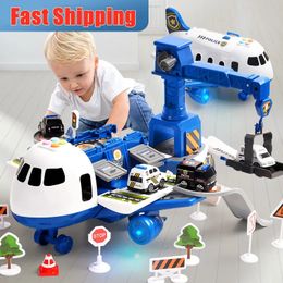 Electric RC Car Deformation Music Simulation DIY Track Inertia Children s Toy Aircraft Large Size Passenger Plane Kids Airliner 231215