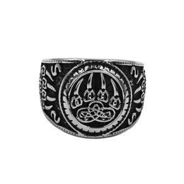 Vikings Norse Amulet Bear Paw Ring Stainless Steel Jewellery Celtic Knot Charms Claws Motor Biker Mens Ring 889B275l