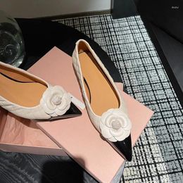 Dress Shoes Size 33-41 Flower Design Pointed Toe Genuine Leather Thick Heel Spring Sweet Fashion Girls Street Women Heels