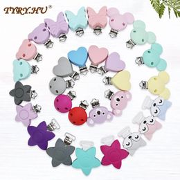 Pacifier Holders Clips TYRYHU 50 PCS Silicone Teether Round Bear Star DIY Baby Dummy Chain Holder Soother Nursing Jewellery Toy 231215