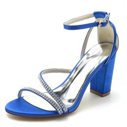 Dress Shoes Minishion Ladies Party Sandals Chunky High Heel Open Toe Bridal Wedding With Rhinestones JY103